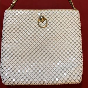 Vintage HONG KONG smooth white metal mesh bag